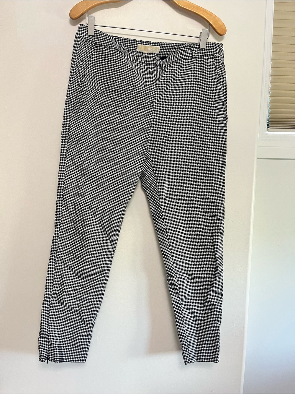 Michael Kors Black and White Houndstooth Slim Chinos